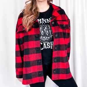 NWT Red & Black Buffalo Plaid Shacket Size Medium
